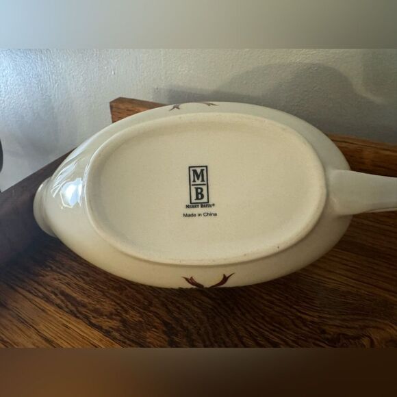 Vtg. GRAVY BOAT, "Wreath", stoneware, large, MERRY BRITE - Picture 4 of 4